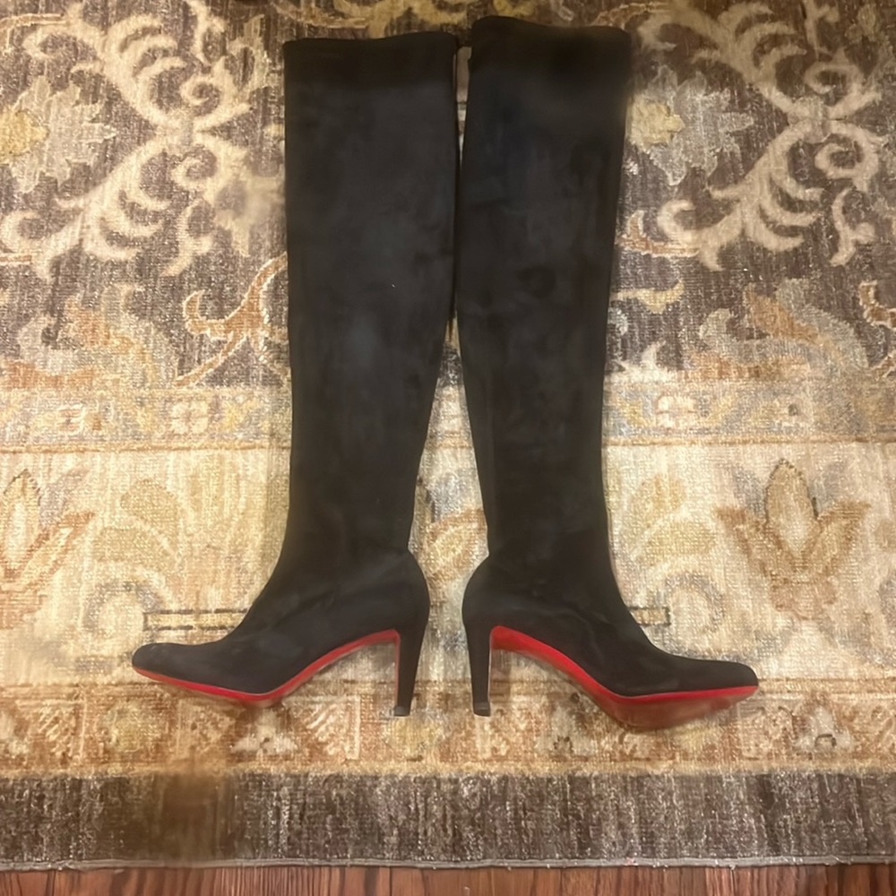 christian louboutin suede knee high boots